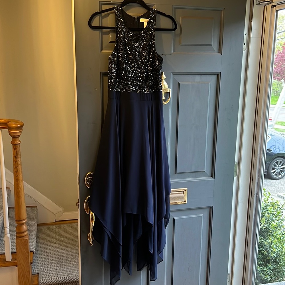 Navy, black tie attire, Sparkle top